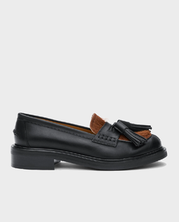 Czarne loafersy z włosiem Albaredo - Image #1