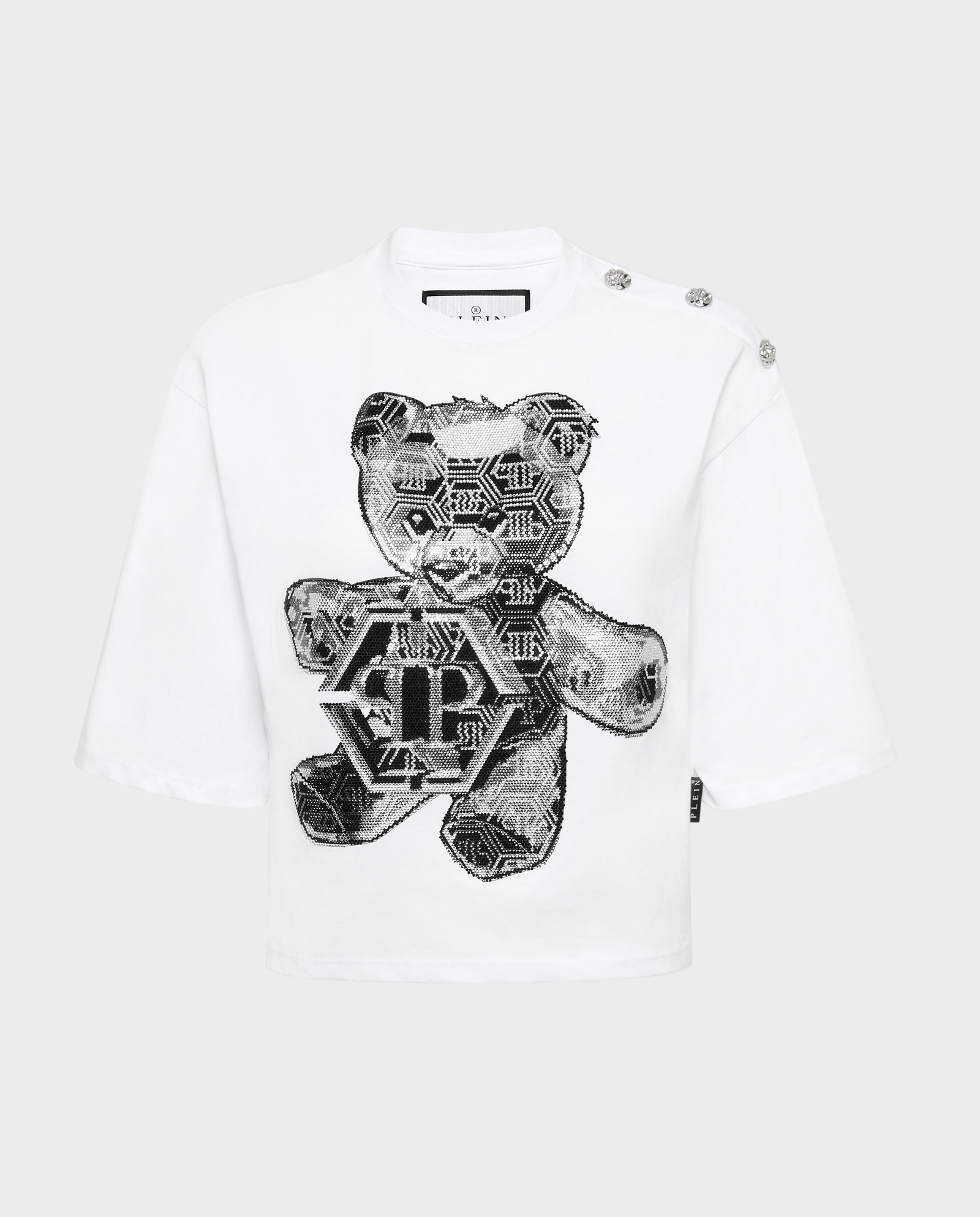 Biały crop top 3D Teddy - Image #0