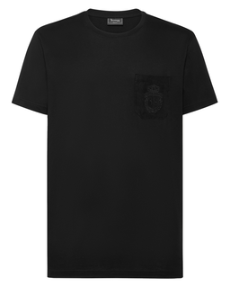 Czarny t-shirt z haftowanym logo - Image #3