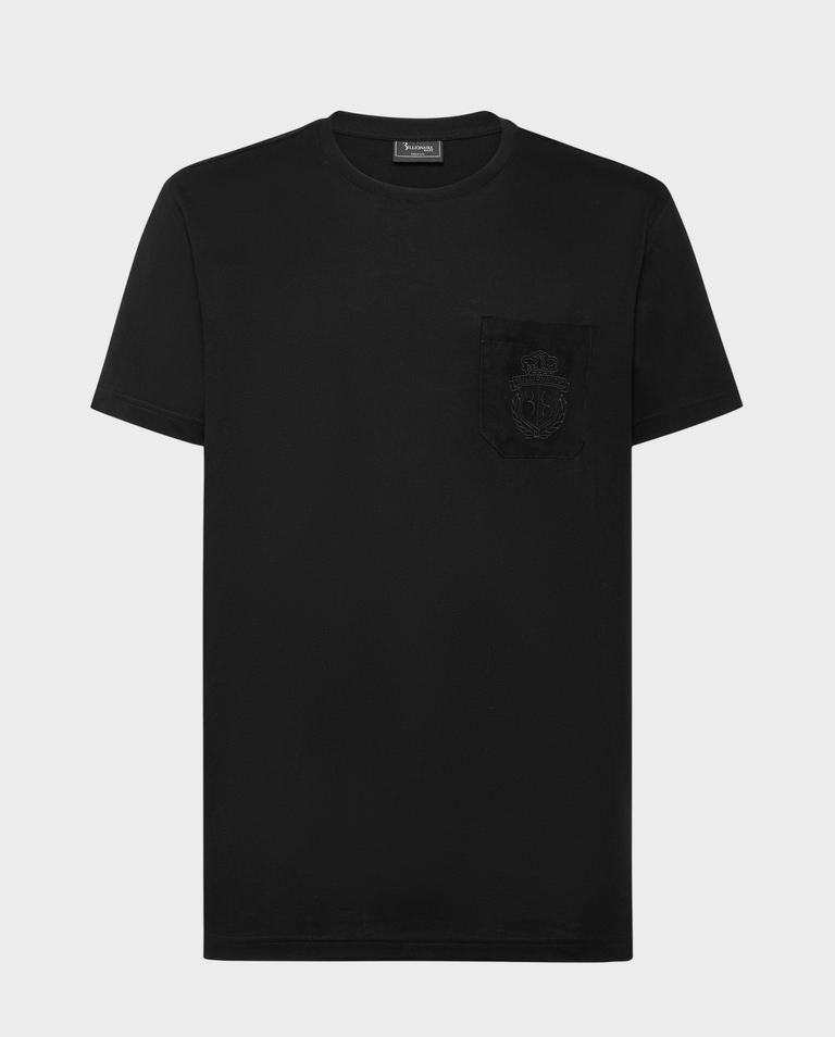 Czarny t-shirt z haftowanym logo