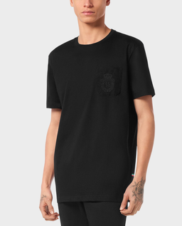 Czarny t-shirt z haftowanym logo - Image #0