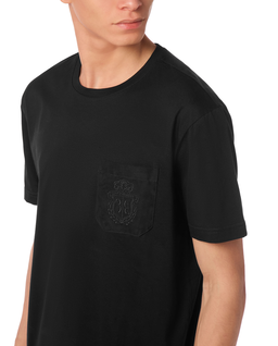 Czarny t-shirt z haftowanym logo - Image #2