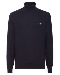 Granatowy sweter z golfem - Image #4