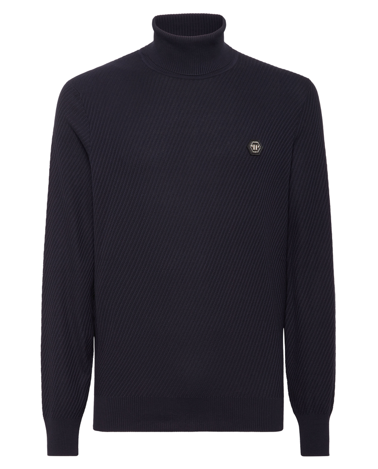 Granatowy sweter z golfem - Image #4