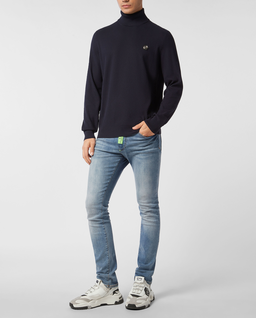Granatowy sweter z golfem - Image #2