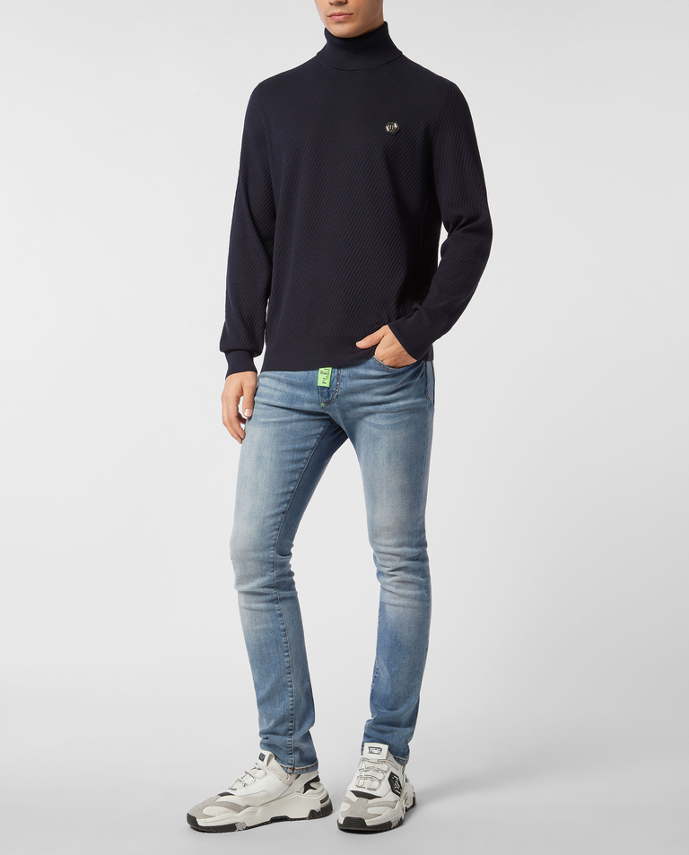 Granatowy sweter z golfem - Image #2