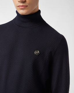 Granatowy sweter z golfem - Image #3