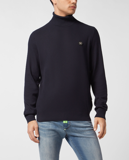 Granatowy sweter z golfem - Image #0
