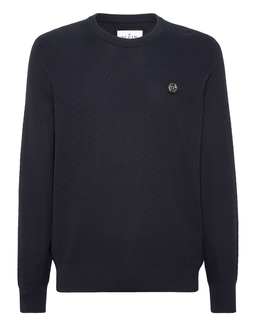 Granatowy sweter z logo - Image #4