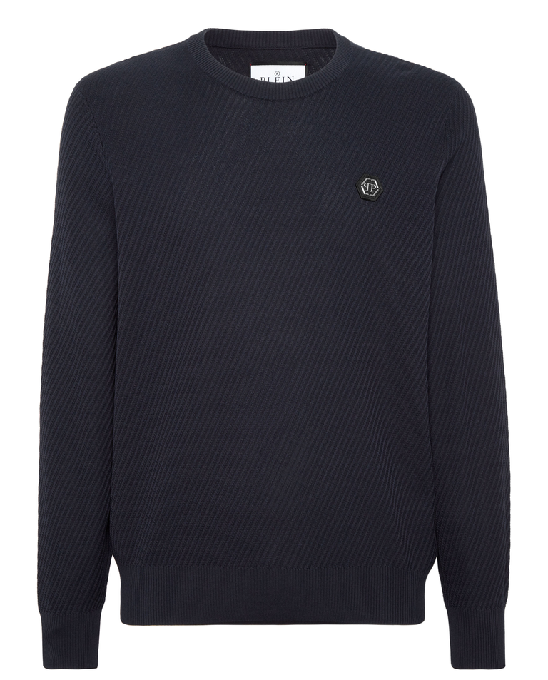 Granatowy sweter z logo - Image #4