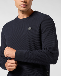 Granatowy sweter z logo - Image #3