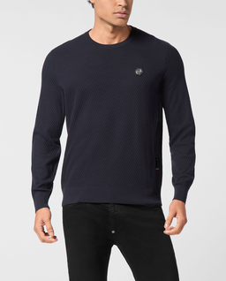 Granatowy sweter z logo - Image #0