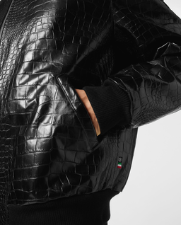 Skórzana kurtka bomber z nadrukiem Cocco - Image #4