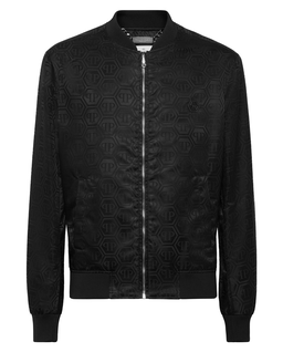 Czarna kurtka bomber z monogramem - Image #5