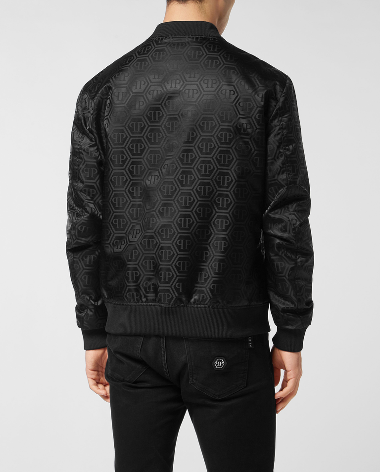Czarna kurtka bomber z monogramem - Image #1