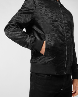 Czarna kurtka bomber z monogramem - Image #3