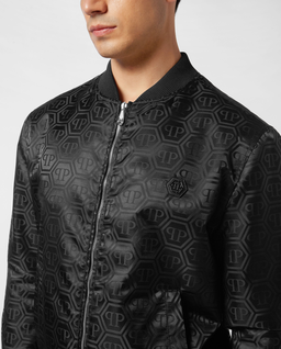 Czarna kurtka bomber z monogramem - Image #4