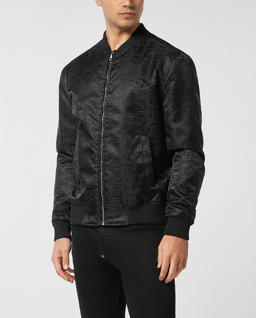 Czarna kurtka bomber z monogramem - Image #0