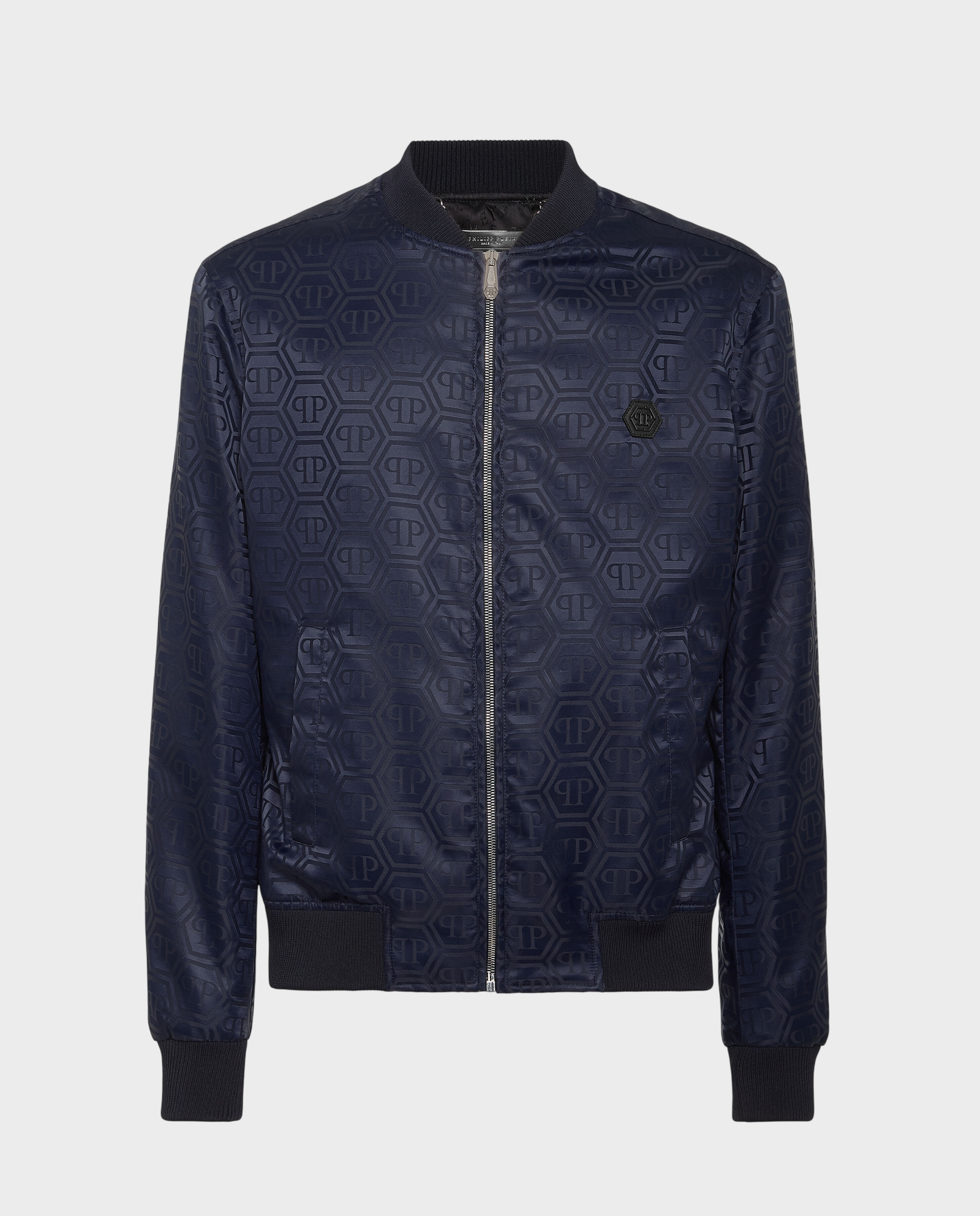Granatowa kurtka bomber z monogramem - Image #0