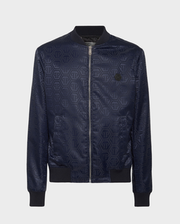 Granatowa kurtka bomber z monogramem - Image #0