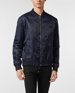 Granatowa kurtka bomber z monogramem - Image #0