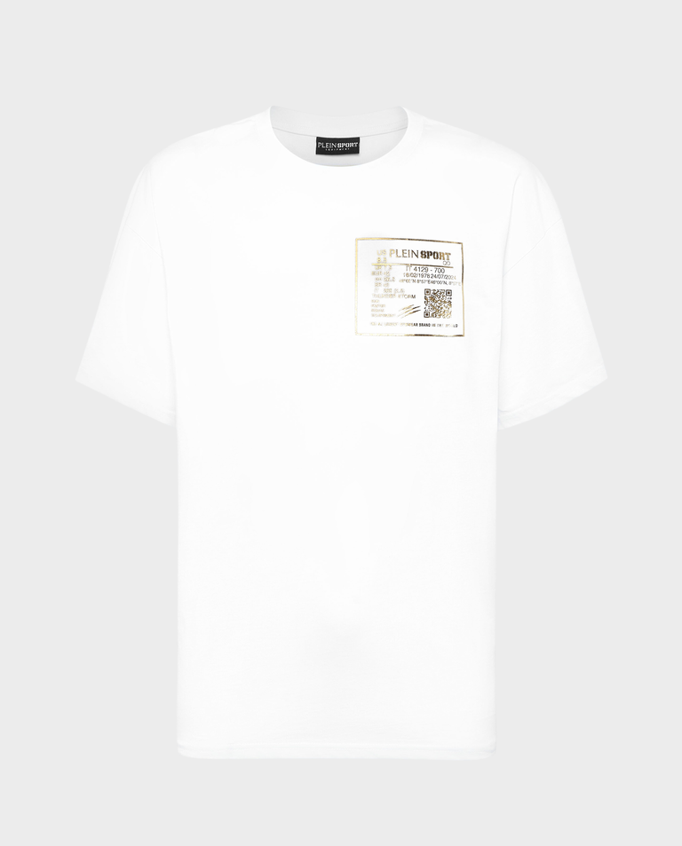 Luźny biały t-shirt z okrągłym dekoltem