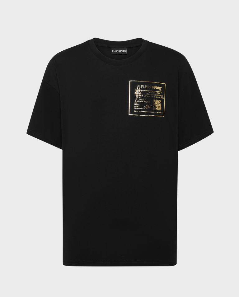 Luźny czarny t-shirt z okrągłym dekoltem