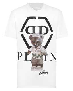 Biały t-shirt z nadrukiem Teddy Bear - Image #4