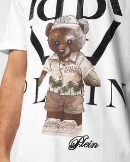 Biały t-shirt z nadrukiem Teddy Bear - Image #3