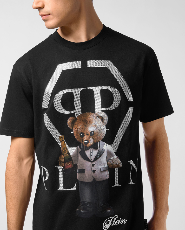 Czarna koszulka z grafiką Teddy Bear - Image #3