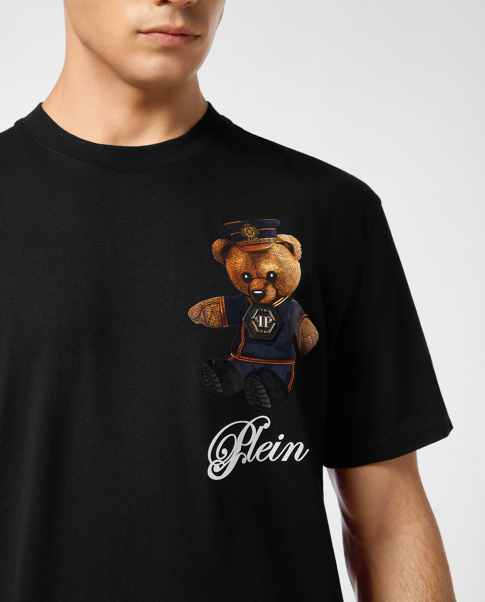 Czarny t-shirt z grafiką Teddy Bear - Image #3