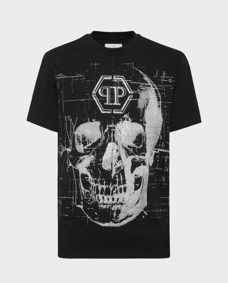 T-shirt z kryształowym motywem czaszki