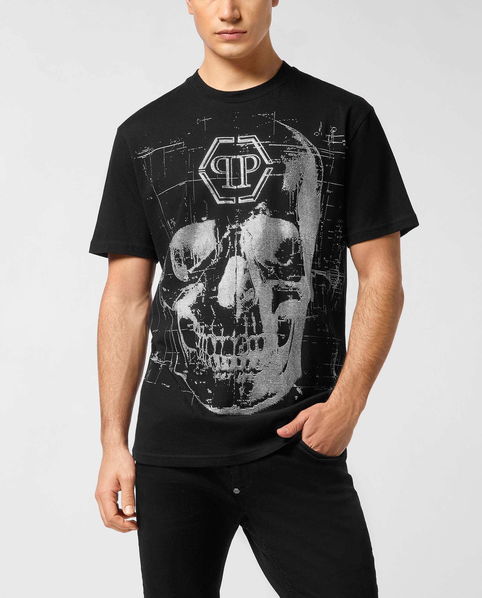 T-shirt z kryształowym motywem czaszki - Image #0