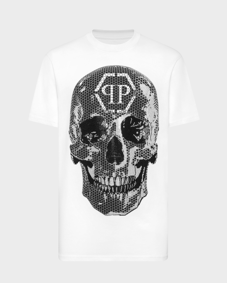 Biała koszulka z grafiką Skull Strass