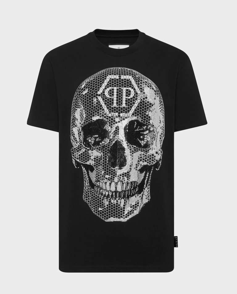 Czarna koszulka z grafiką Skull Strass