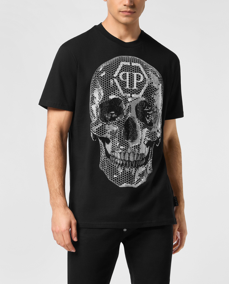 Czarna koszulka z grafiką Skull Strass - Image #0