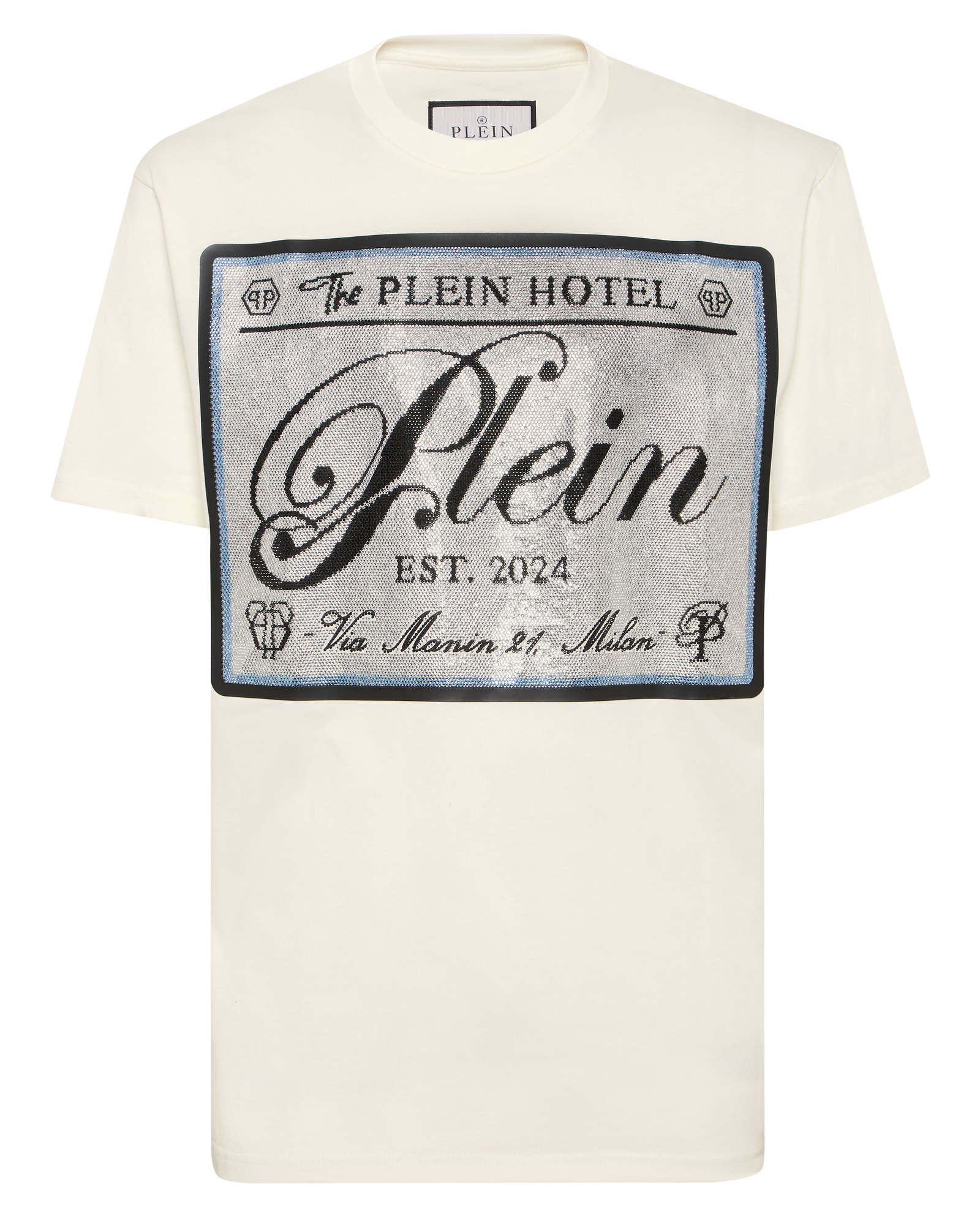 Biały t-shirt z kryształową aplikacją - Image #4