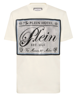 Biały t-shirt z kryształową aplikacją - Image #4