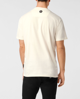 Biały t-shirt z kryształową aplikacją - Image #1