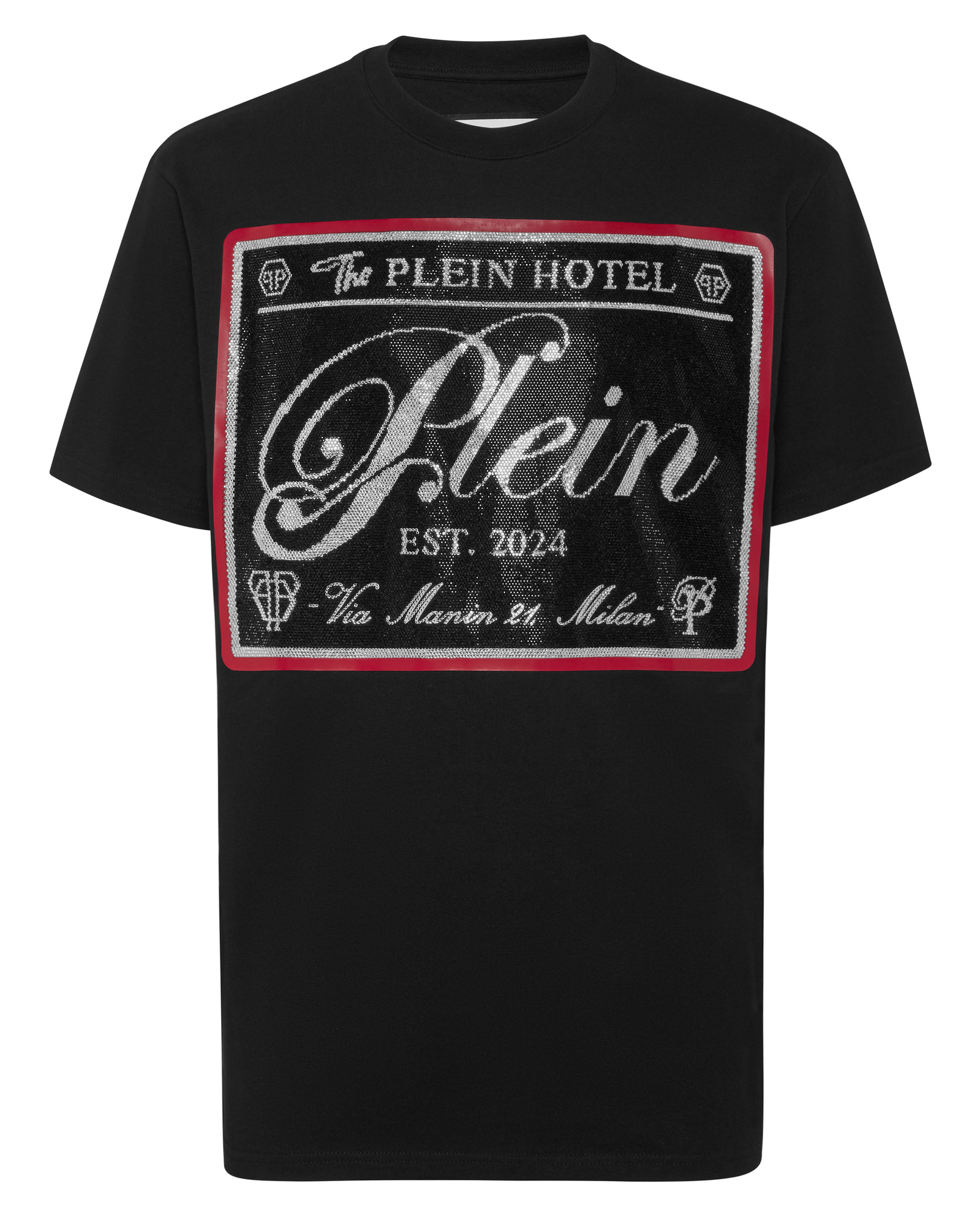 Czarny t-shirt z kryształową aplikacją - Image #4