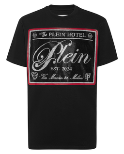 Czarny t-shirt z kryształową aplikacją - Image #4