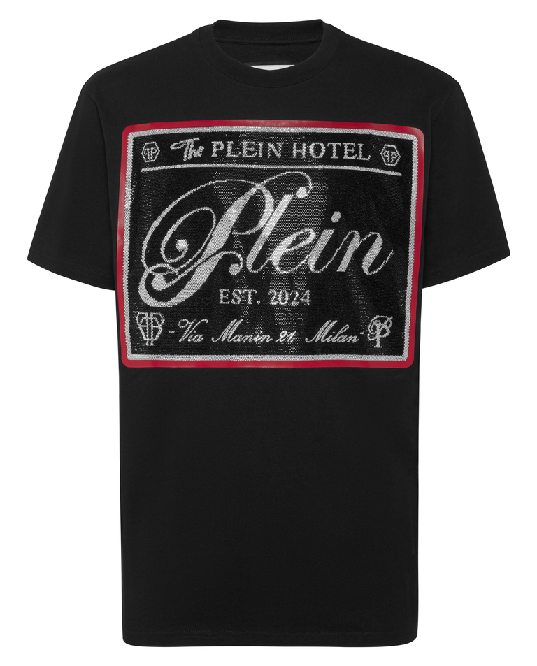 Czarny t-shirt z kryształową aplikacją - Image #4