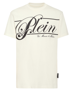Biały t-shirt z kontrastowym logo - Image #4