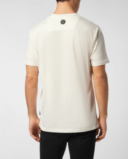 Biały t-shirt z kontrastowym logo - Image #1