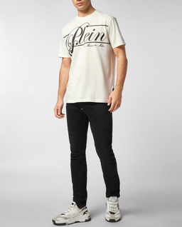 Biały t-shirt z kontrastowym logo - Image #2
