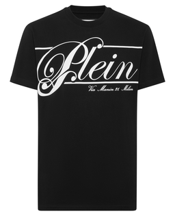 Czarny t-shirt z kontrastowym logo - Image #4