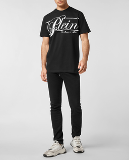 Czarny t-shirt z kontrastowym logo - Image #2