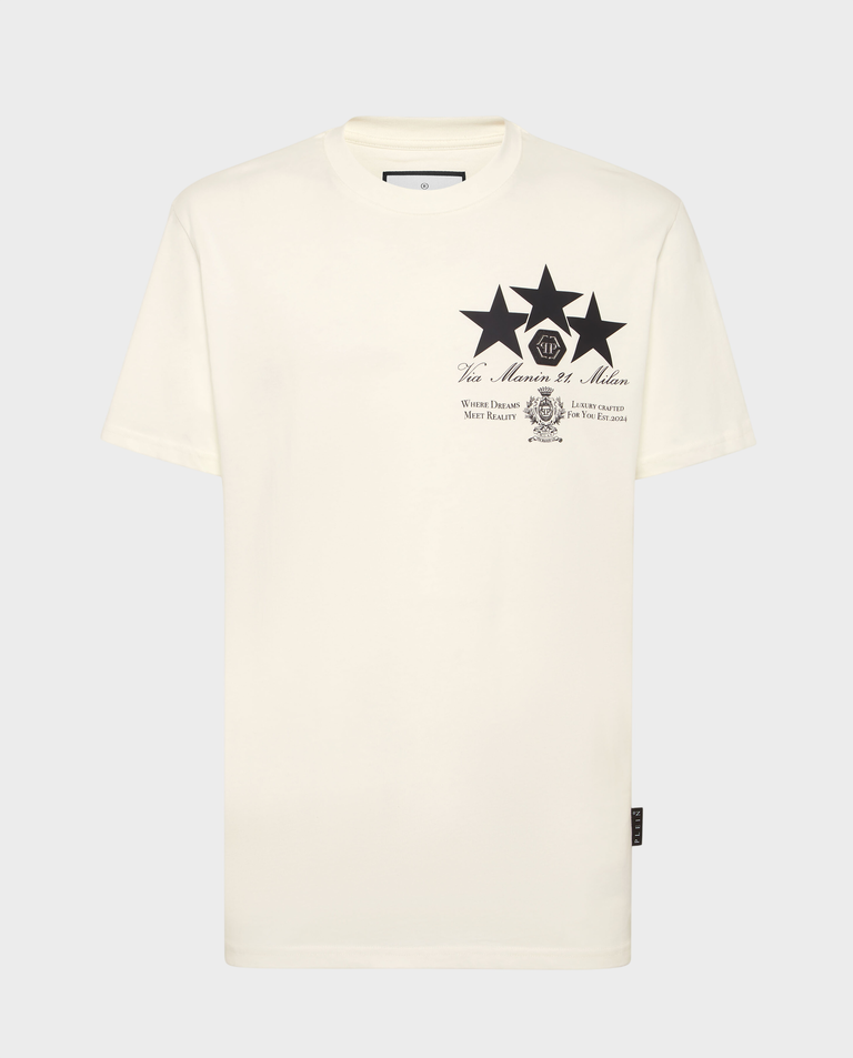 Biały t-shirt z nadrukiem gwiazd