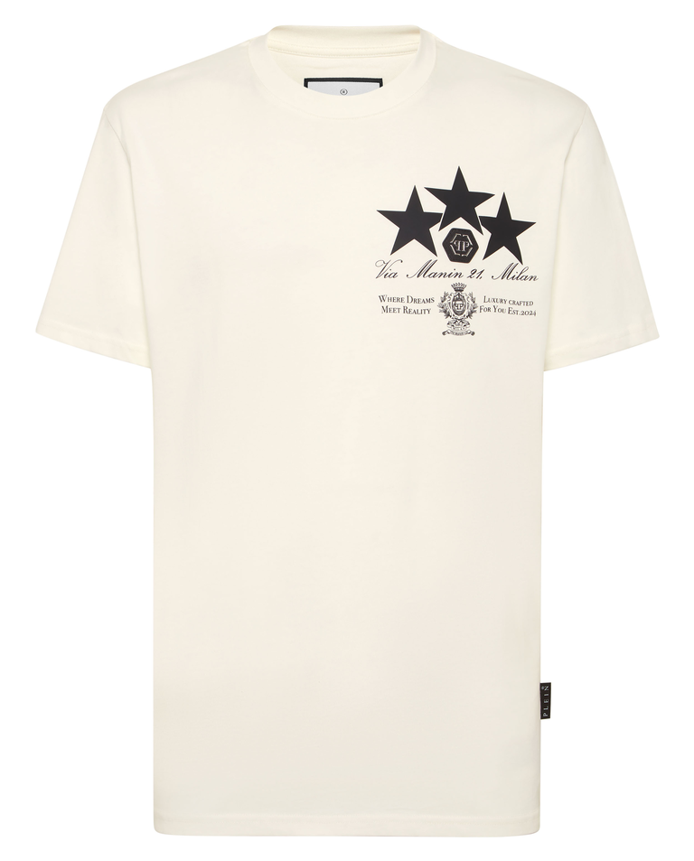 Biały t-shirt z nadrukiem gwiazd - Image #3