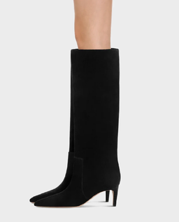 Czarne zamszowe kozaki na szpilce Stiletto 60 - Image #0